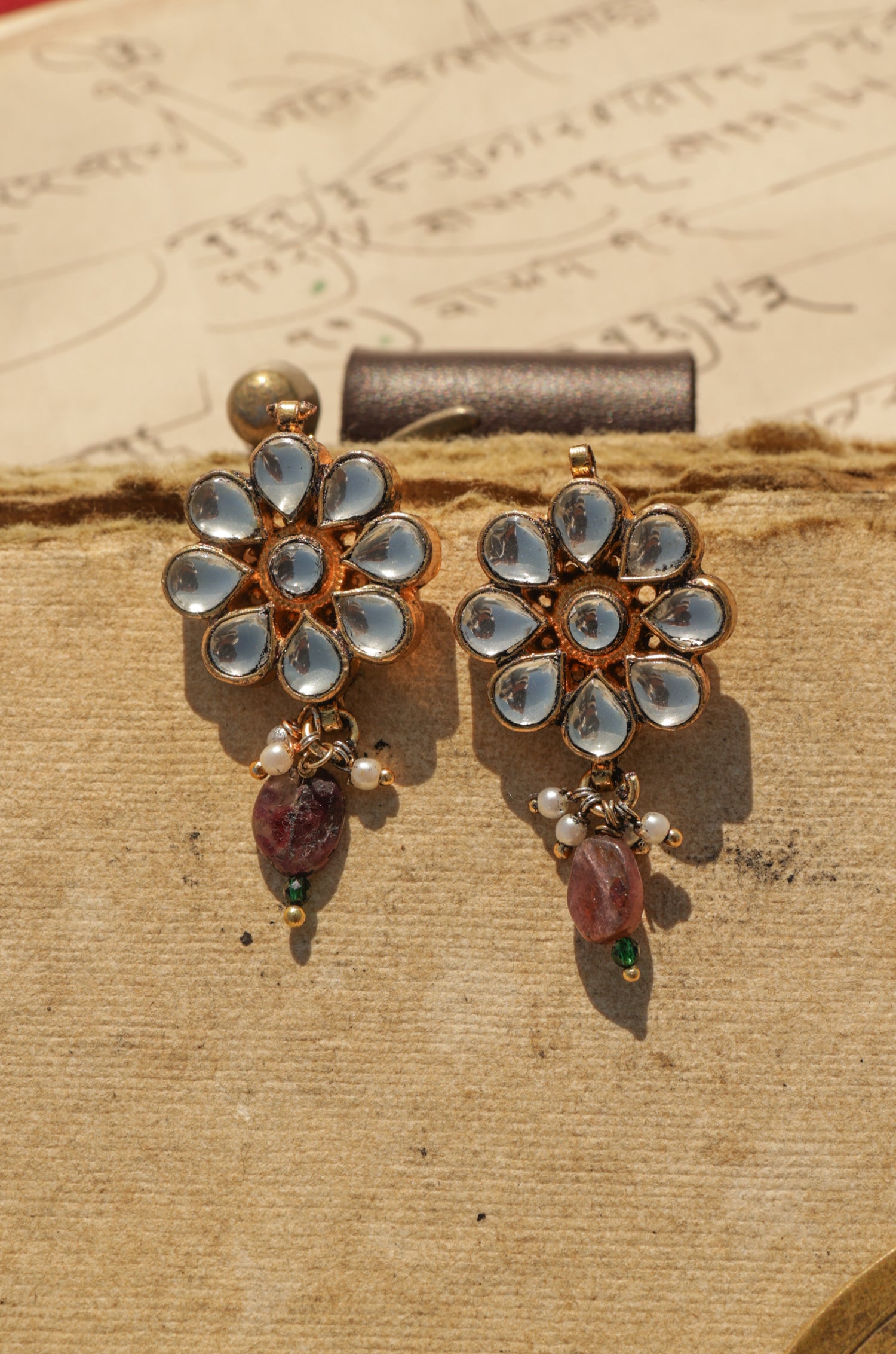 Ubeer Purple Kundan Earrings