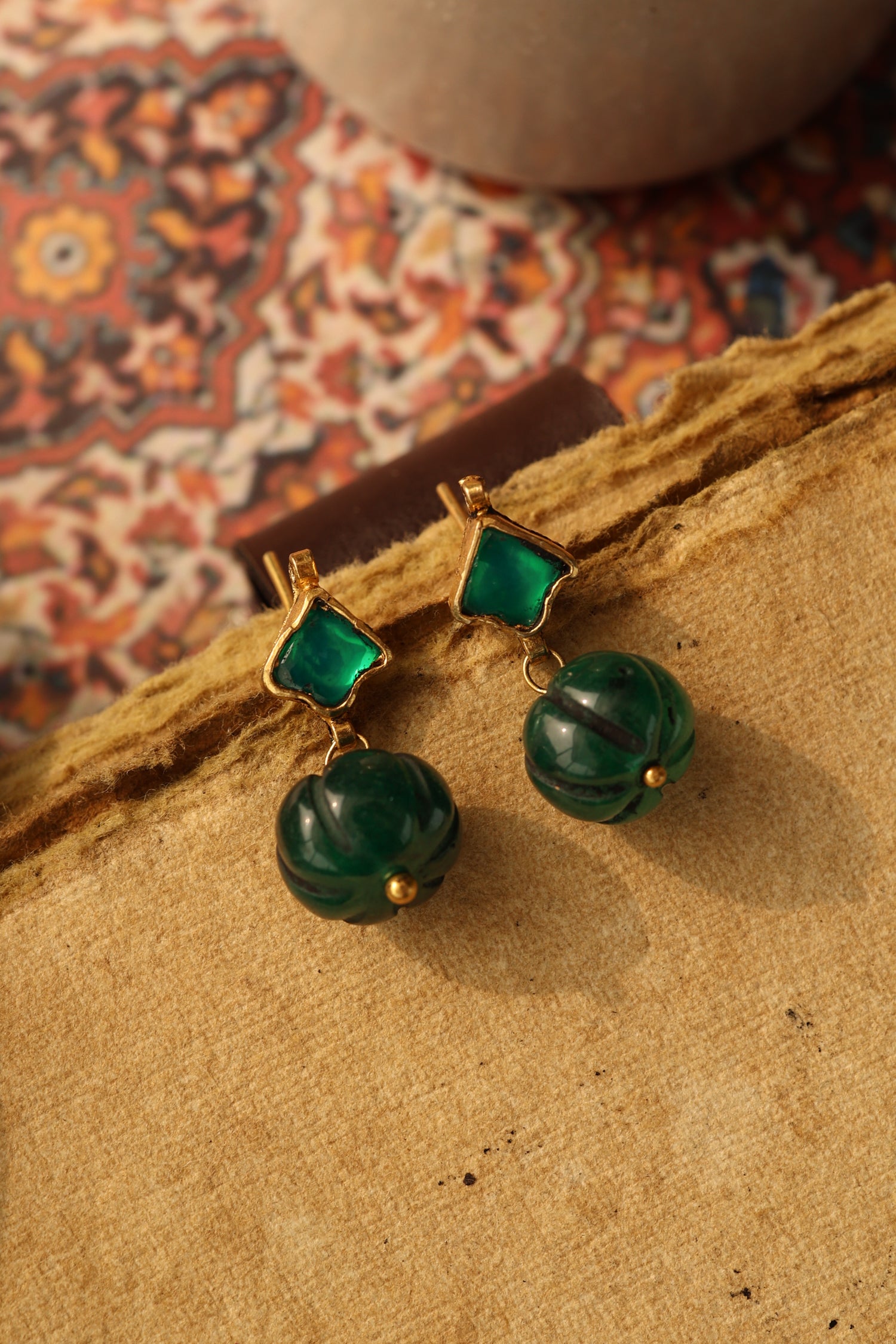Manvi Green Kundan Earrings
